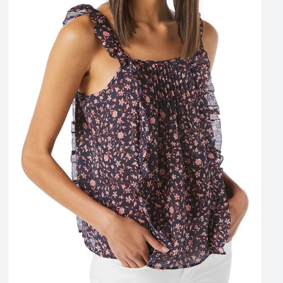 Frame Cecil Floral Print Ruffle Top - Picture 2 of 9